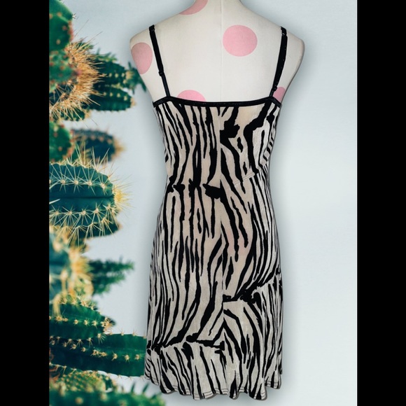 Veve Dresses Cream & Black Mesh Zebra Print Mini Dress Small // Medium - Picture 2 of 5